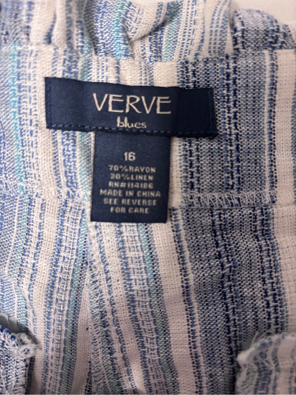 Striped Blue Linen-Blend Women's Shorts by Verve - Picture 2 of 4